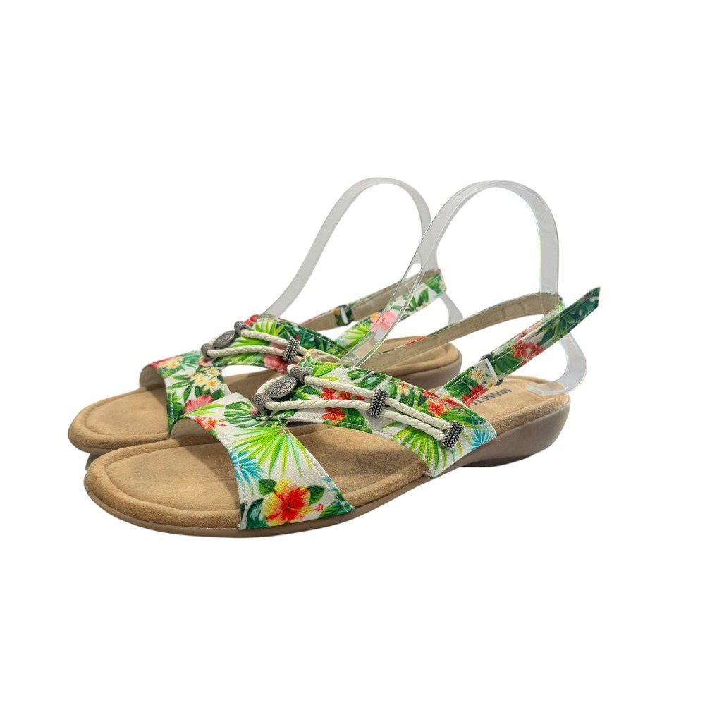 Minnetonka Silvie Slingback Tropical Floral Adjustable Comfy Sandals Women 10WW